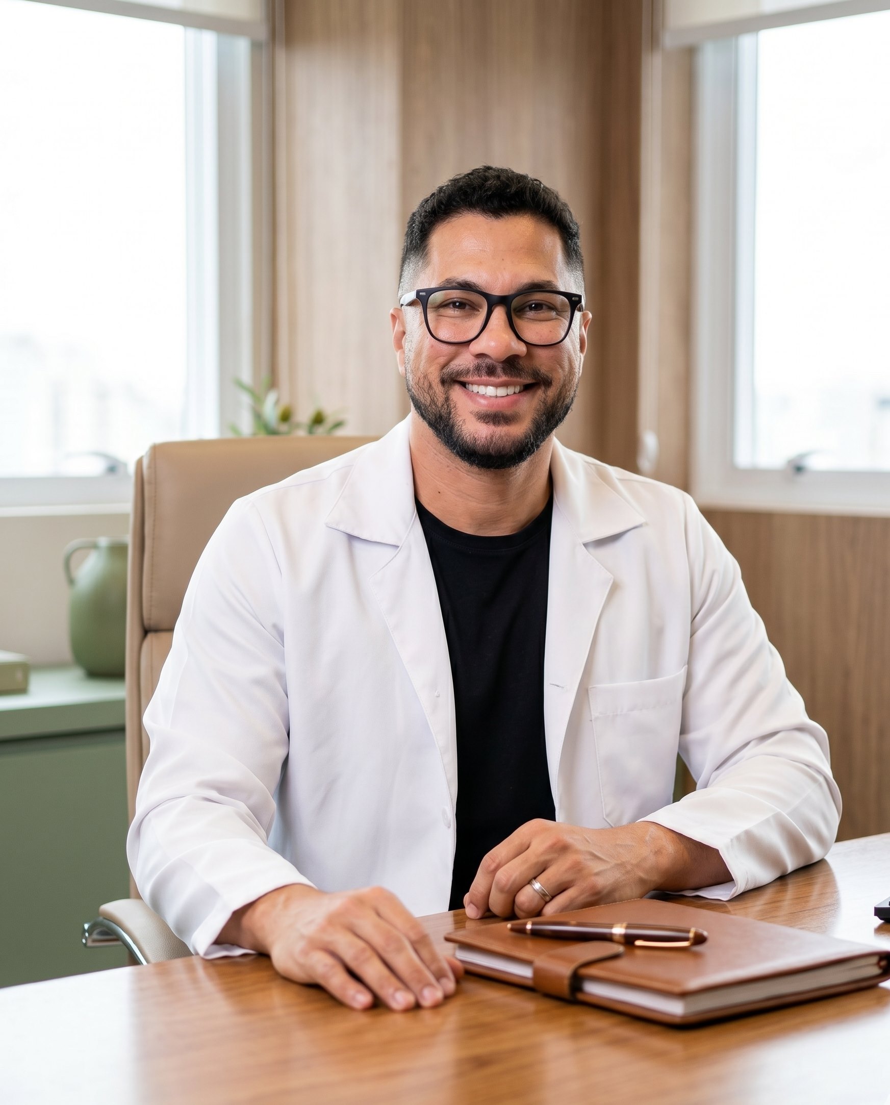 Dr. Milton Neto em retrato profissional de jaleco